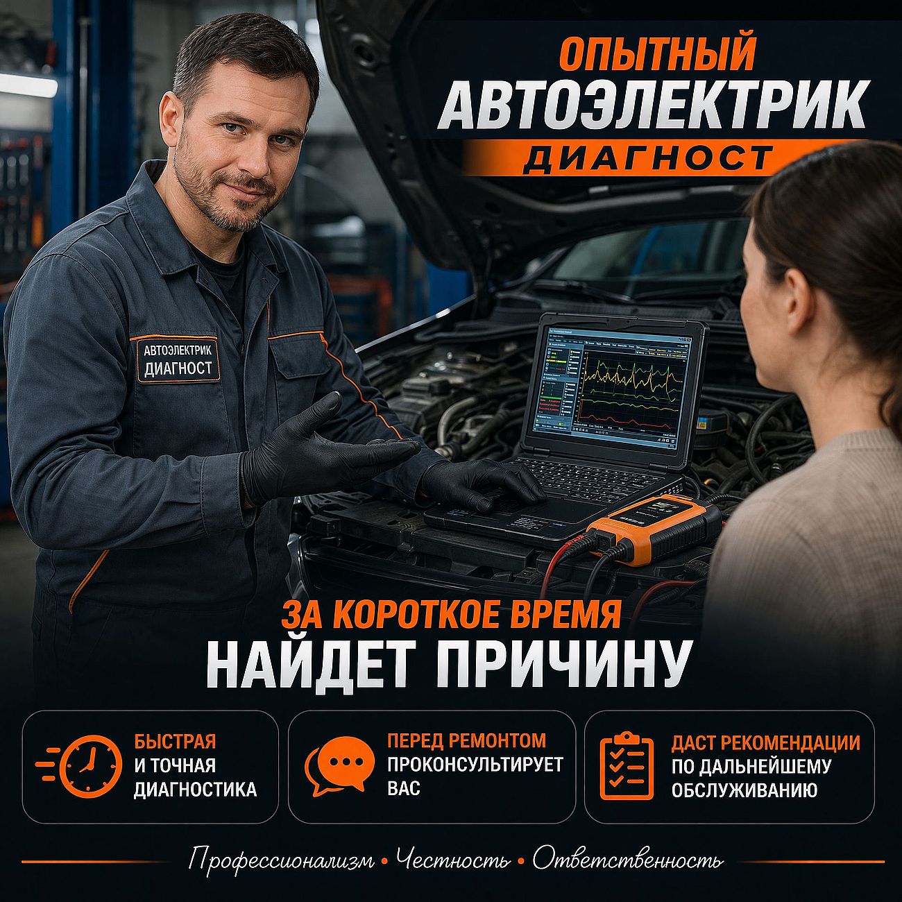 опытный автоэлектрик диагност в Подольске